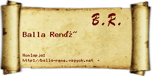 Balla René névjegykártya